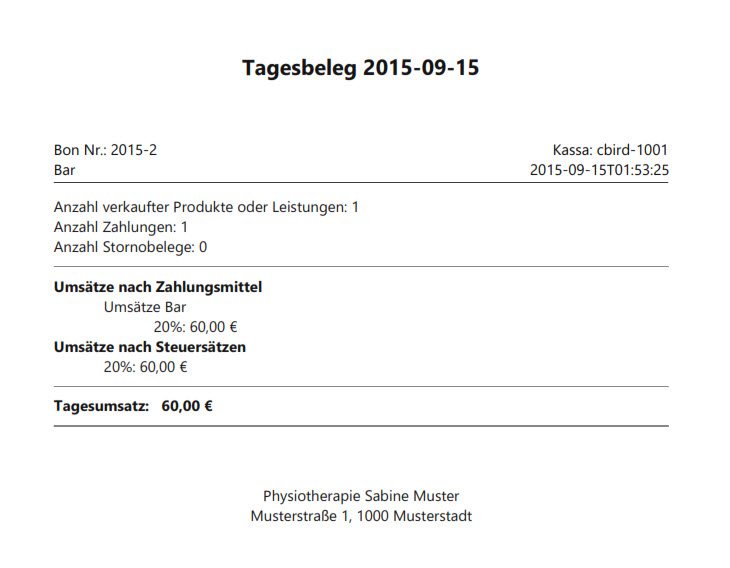 Ausdruck Tagesabschluss