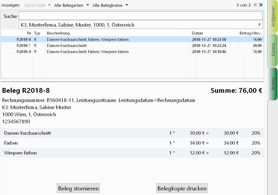 Suche Auswahl eines Kunden